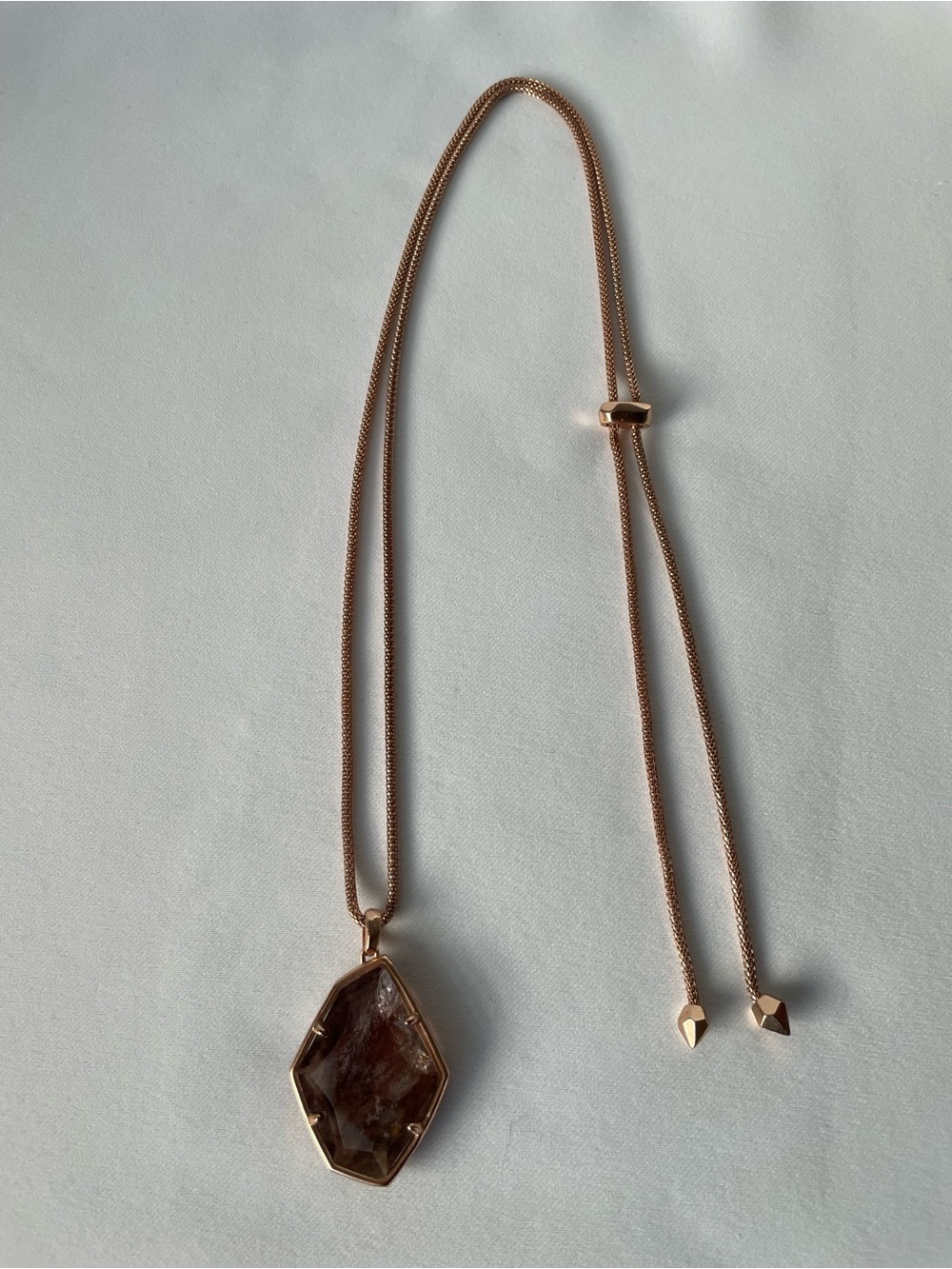 Kendra Scott Kalani Rose Gold Tone Sable Mica Adjustable pendant necklace